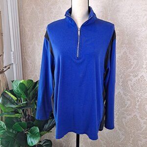 Tommy Hilfiger Size 2X Half Zip Sweatshirt Cobalt Blue with Black Accents